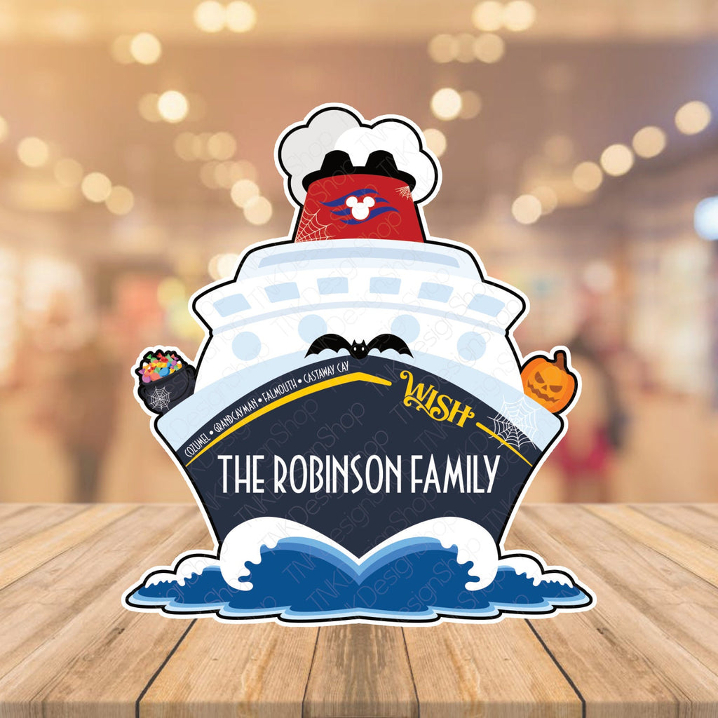 Personalized Disney Cruise Halloween Magnet for Stateroom Door | Custom Family Name, Ship & Year | DCL Cruise Cabin Door Decoration