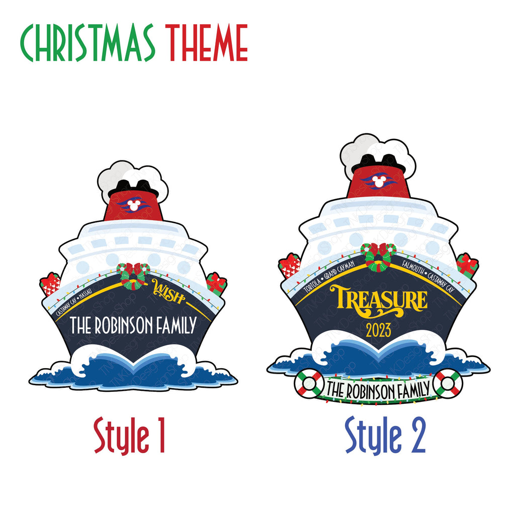Personalized Disney Cruise Christmas Magnet for Stateroom Door | Custom Family Name, Ship & Year | DCL Cruise Cabin Door Decoration