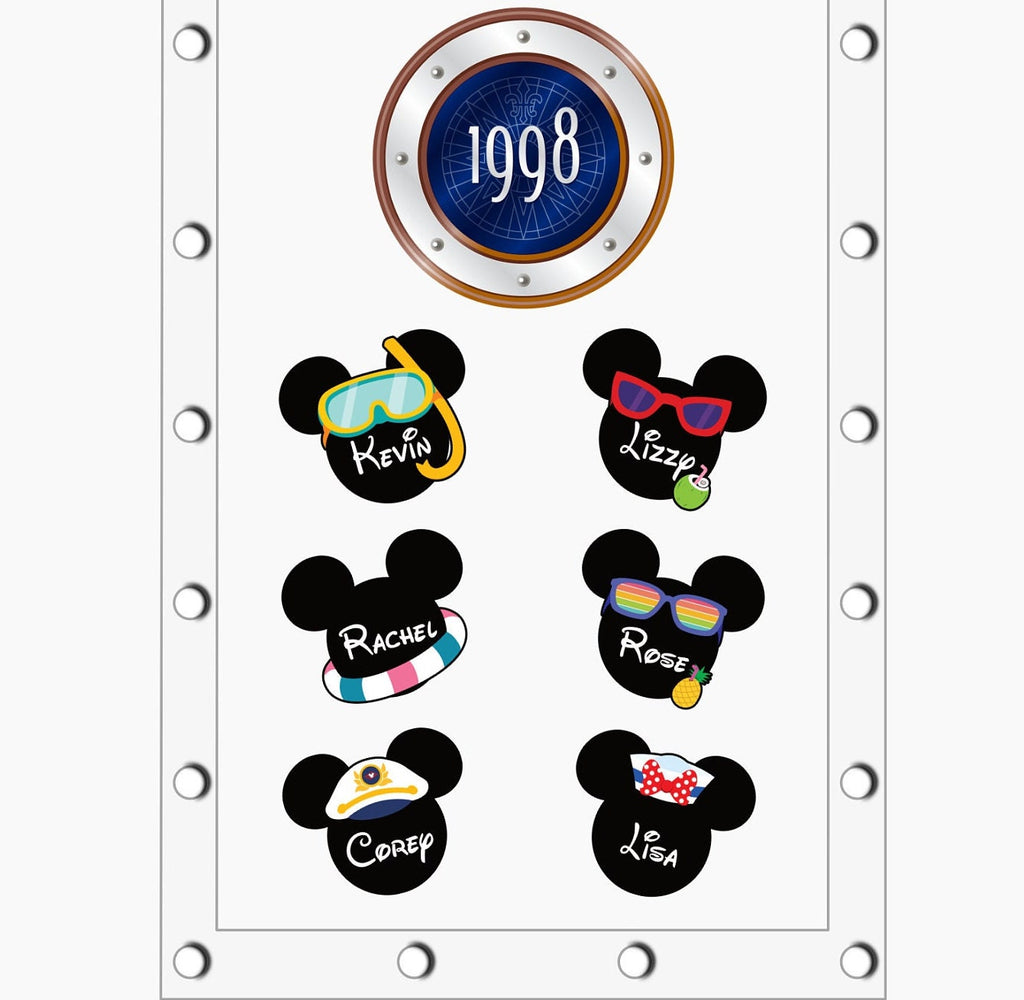 Disney Mickey Ears Summer Theme Cruise Door Magnet | Custom Name Tag