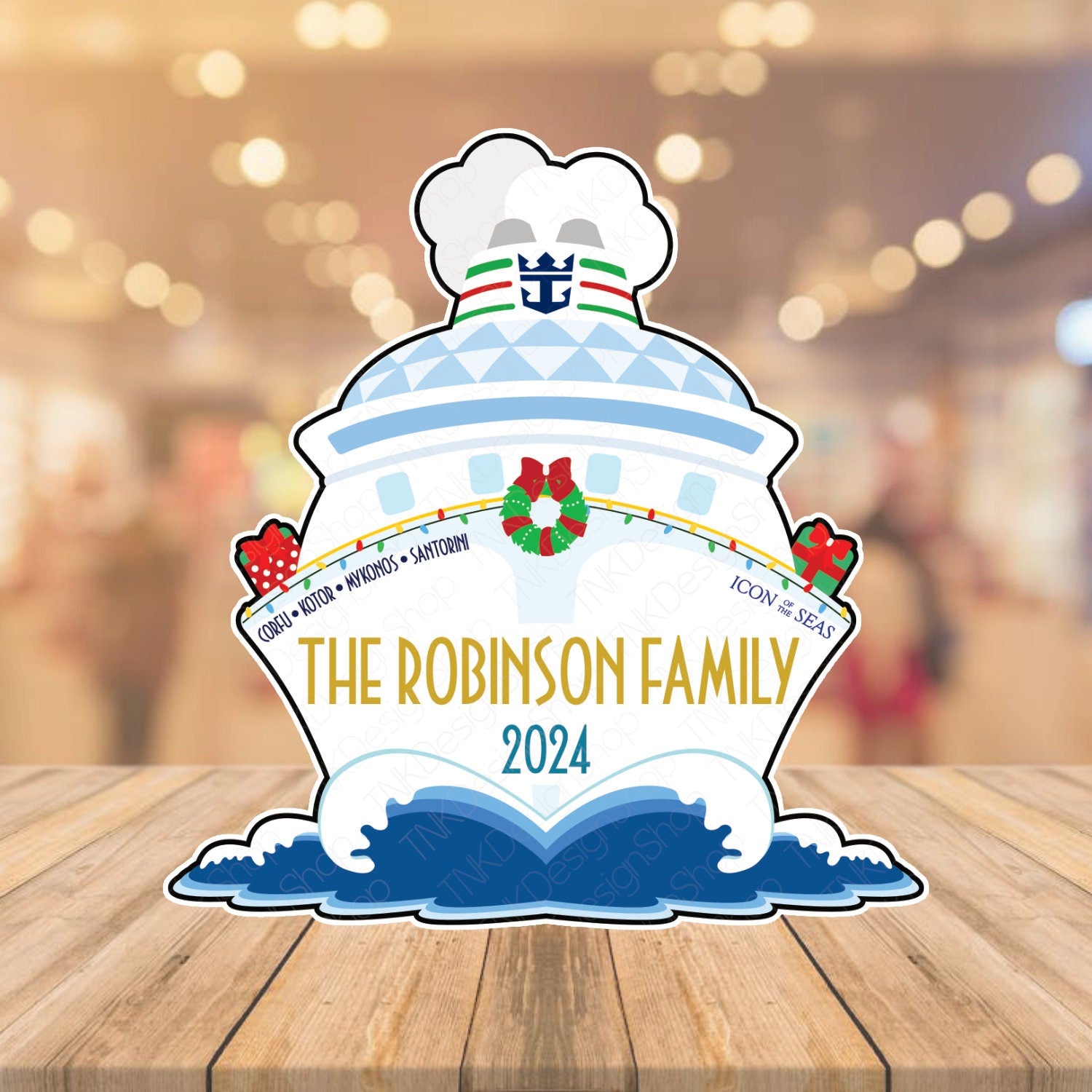 Royal Caribbean Cruise Door Magnet Cruise Ship with Personalized Family Name, Ports of Call, Ship Name, Year for Royal Caribbean Cruise Door