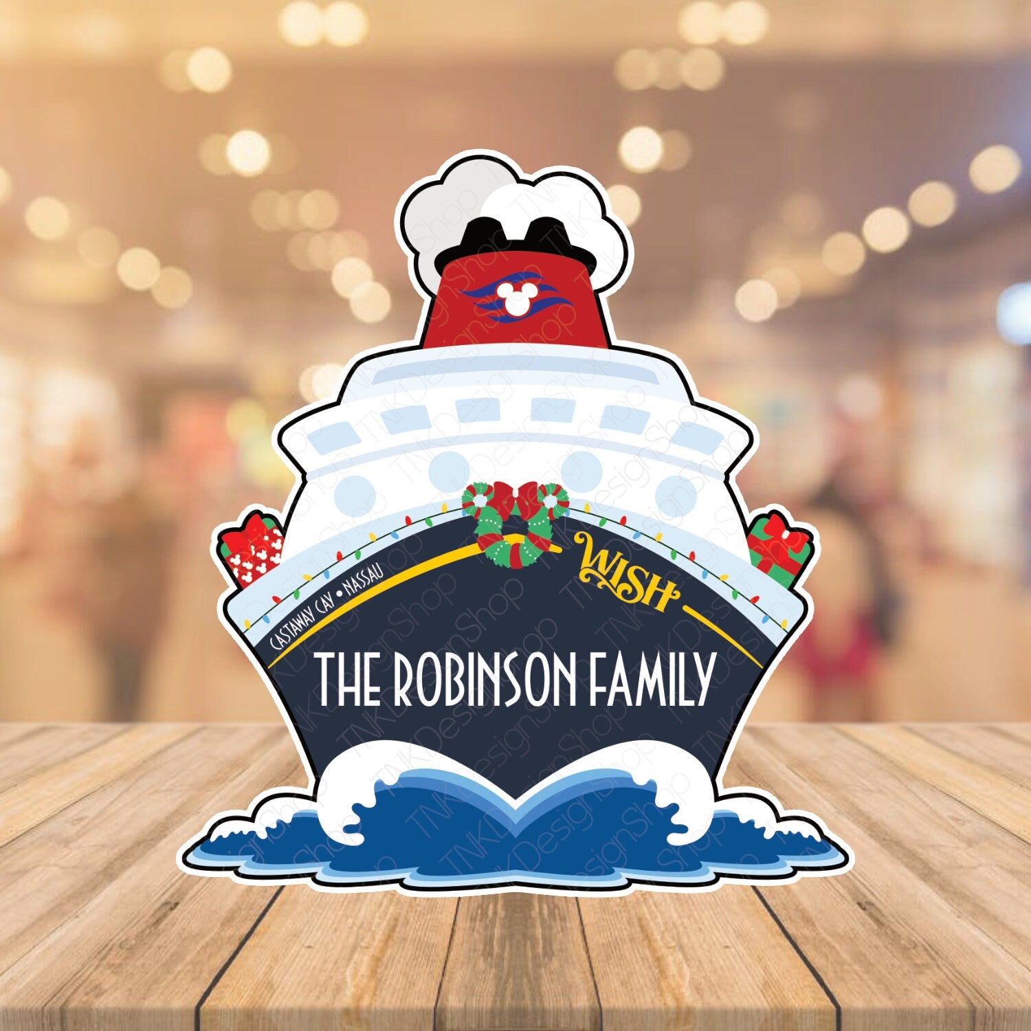 Personalized Disney Cruise Christmas Magnet for Stateroom Door | Custom Family Name, Ship & Year | DCL Cruise Cabin Door Decoration