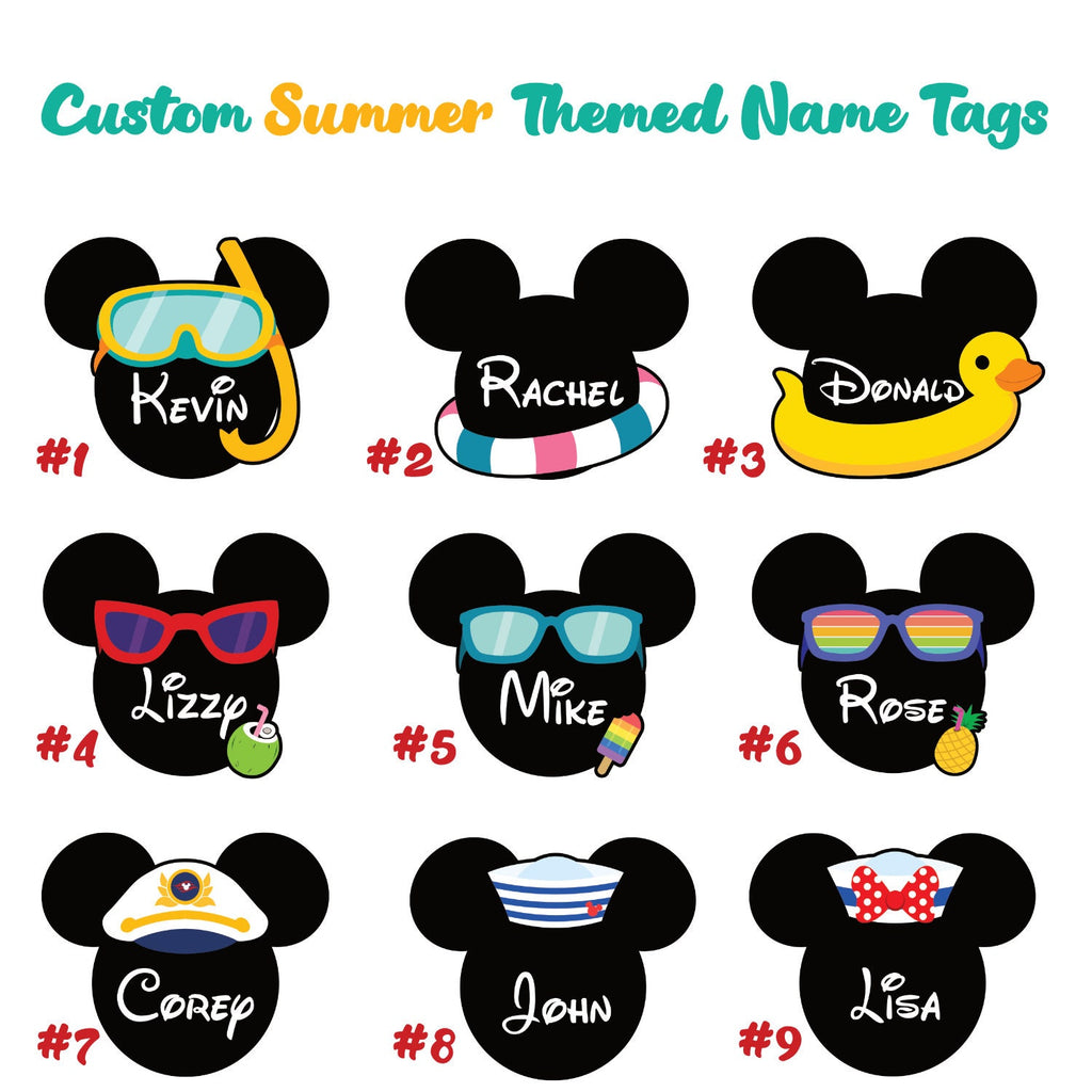 Disney Mickey Ears Summer Theme Cruise Door Magnet | Custom Name Tag