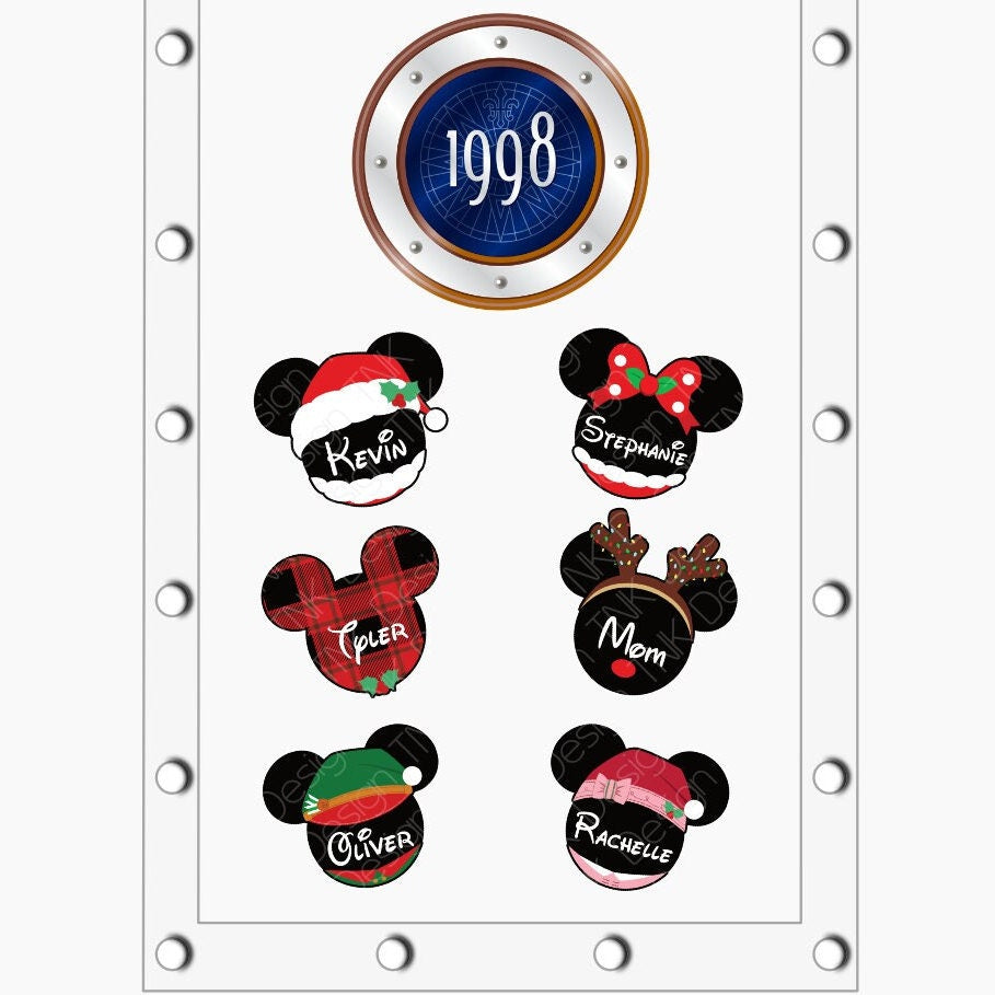 Disney Cruise Mickey/Minnie Door Magnets Decoration - Christmas Theme
