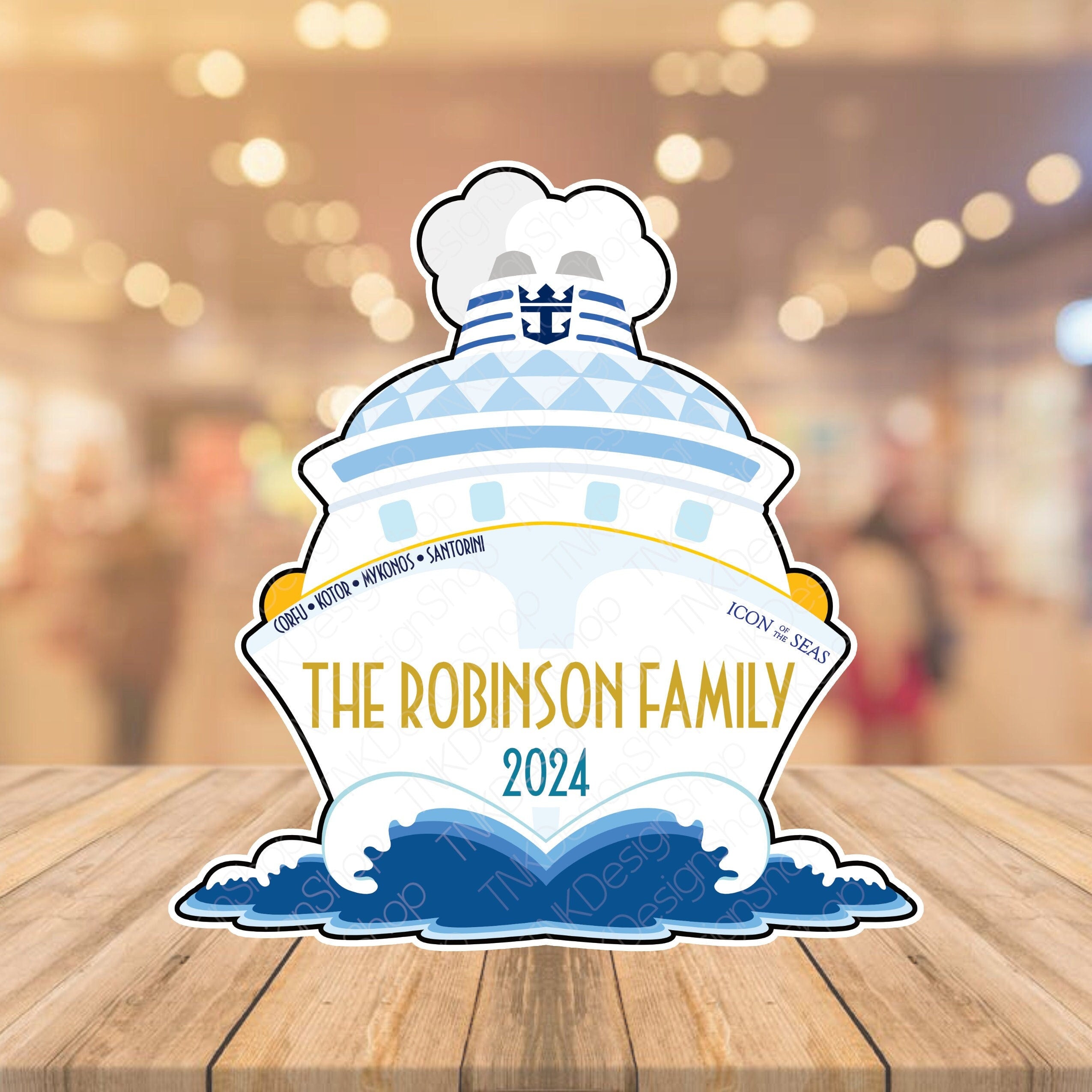 Royal Caribbean Cruise Door Magnet Cruise Ship with Personalized Family Name, Ports of Call, Ship Name, Year for Royal Caribbean Cruise Door