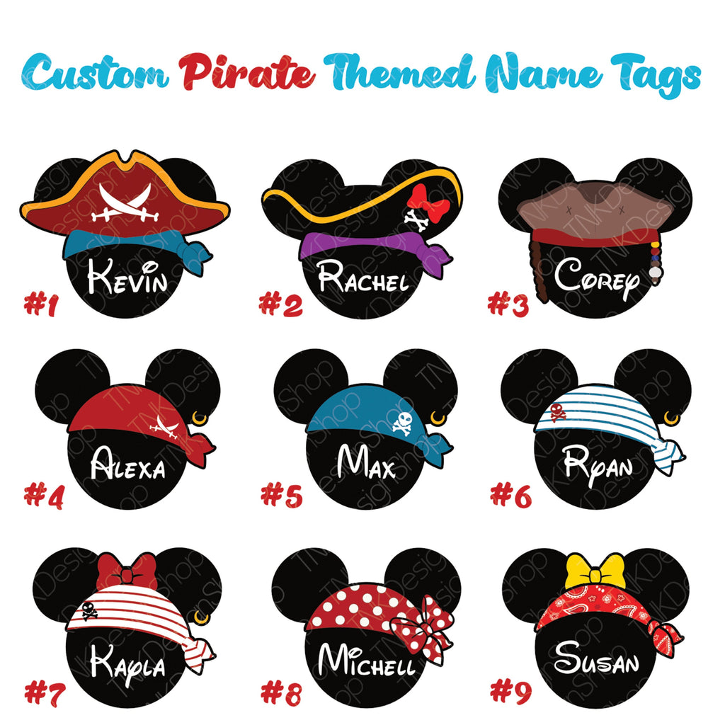 Disney Mickey Ears Pirate Theme Cruise Door Magnet | Custom Name Tag