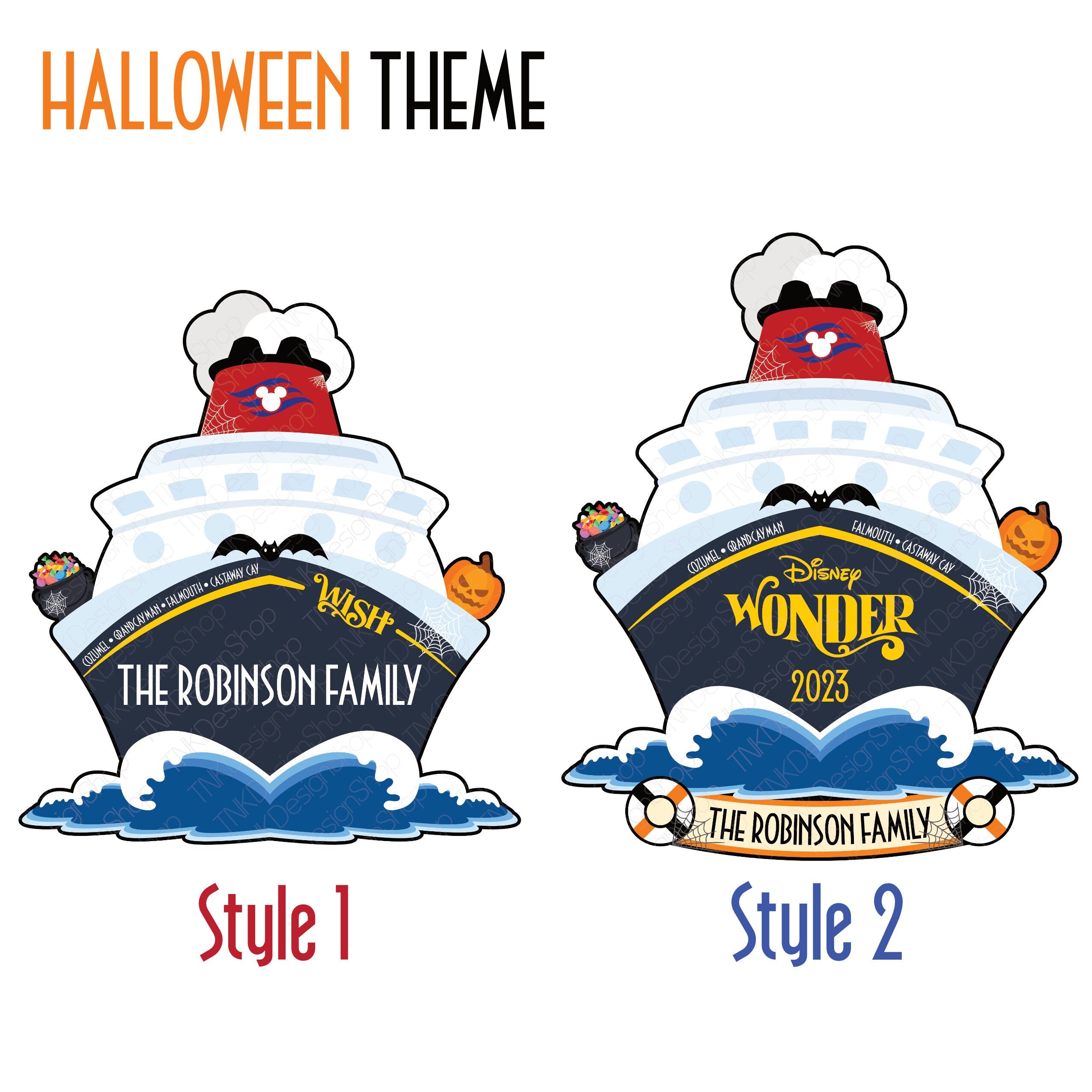Personalized Disney Cruise Door Magnet - Halloween Theme | Custom Family Name & Ship