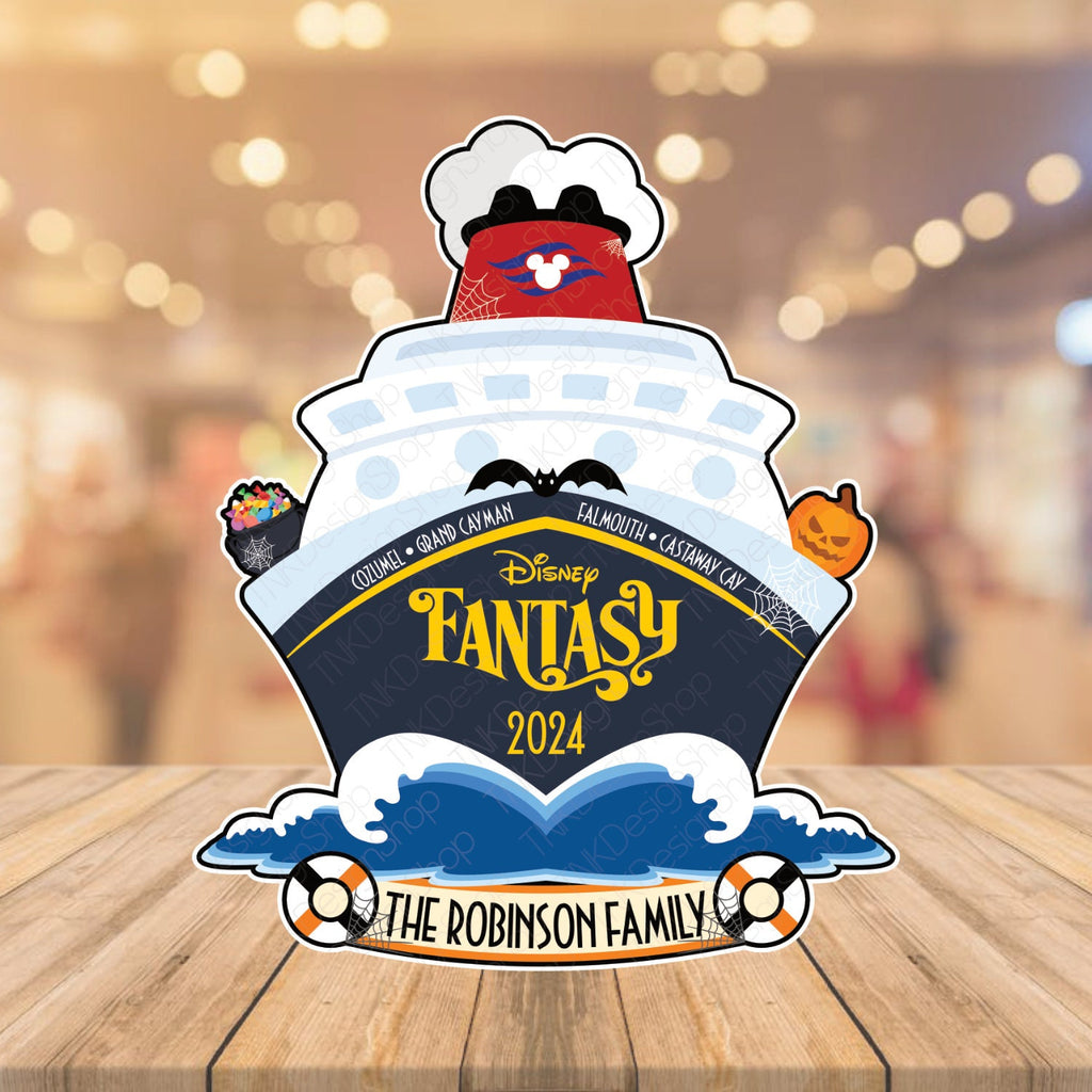 Personalized Disney Cruise Halloween Magnet for Stateroom Door | Custom Family Name, Ship & Year | DCL Cruise Cabin Door Decoration